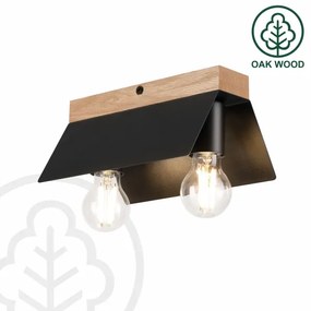 Plafonieră ESME 2xE27/15W/230V negru/stejar
