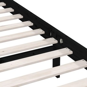 Cadru de pat UK dublu, negru, 135x190 cm, lemn masiv de pin Negru, 135 x 190 cm