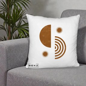 Perna Decorativa Boho Sun si Spirala, 40x40 cm, Alb Pufos, Husa Detasabila, Perna Inclusa, BEKZ®