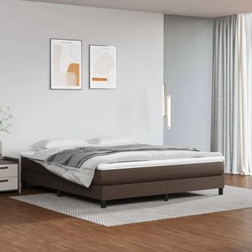 3144276 vidaXL Pat box spring cu saltea, maro, 180x200 cm, piele ecologică