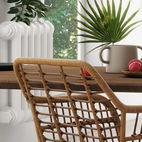 HOMCOM Set 2 Scaune în stil Boho, Scaune de bucătărie, Ratan PE, 56 x 60 x 79 cm, Natur + Negru | Aosom Romania