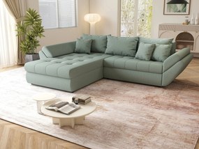 Colțar extensibil dumonde cu ladă de depozitare si sezut confortabil din spuma high-density, Loana Enjoy Mint 270x185 cm