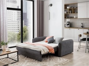 Canapea gri extensibilă/cu spațiu de depozitare cu tapițerie din chenille 155 cm Laine – ELTAP