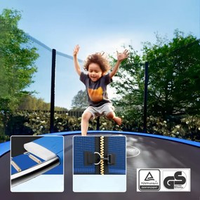Trambulină cu plasă de siguranță JUMP, Ø244cm, negru/albastru Monzana