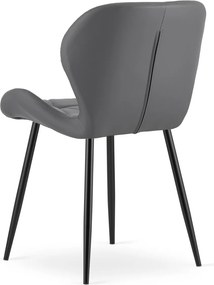 OFERTA Scaun de dining MANGO din piele ecologica cu picioare negre, gri clasa a II-a