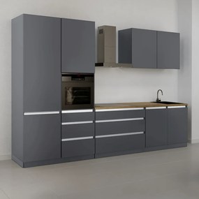 Mobilier de bucătărie, 3,3 m, antracit mat/antracit, ASTI 330