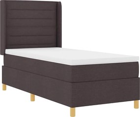 vidaXL Pat cu arcuri cu saltea cu headboard Maro 90 x 200 cm țesătură