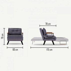 Fotoliu Extensibil Sando Single, Gri