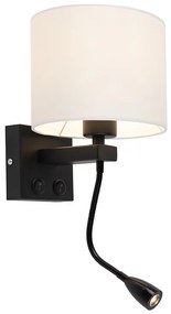 Lampa de perete moderna neagra cu abajur alb - Brescia