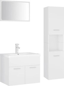 vidaXL Set mobilier de baie, alb, lemn prelucrat