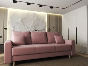 Canapea extensibilă dumonde cu ladă de depozitare si sezut confortabil din spuma high-density, Kronos Royal Roz 210x100 cm