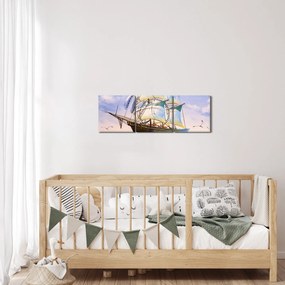 Tablou - Vapor pe valuri (cu ceas) (90x30 cm)