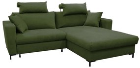 Colțar extensibil HORTA cu spațiu de depozitare, în formă de L, pe partea dreaptă, verde