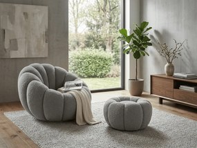 Fotoliu design BLOOM cu taburet, gri