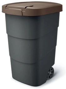 Container de gradina cu roti rezistente 90 l, maro/antracit