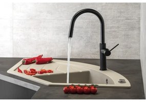 Baterie de chiuvetă cu cap de duș detașabil Sapho FLAWO negru mat