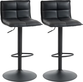 HOMCOM Set de 2 taburete de bar reglabile pe înălțime cu șezut rotativ din PU 44 x 45 x 85-106 cm negru | Aosom Romania