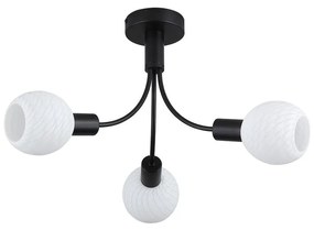 Lustra aplicata metal negru, sticla opal Nova 3L