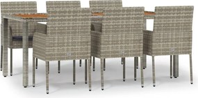 vidaXL Set mobilier de grădină cu perne, 7 piese, gri, poliratan