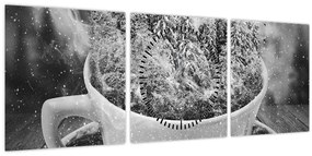 Tablou - O ceașcă de natură (cu ceas) (90x30 cm)