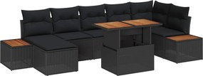vidaXL Set de canapele pentru grădină 8 pcs Negru Rattan poli