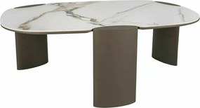 Măsuță cafea ADORO B, alb lucios/cupru, ceramică/metal/MDF, 105x65x38
