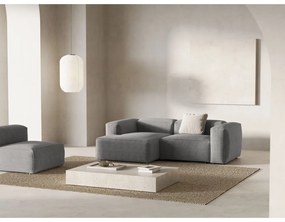 Colțar gri deschis cu tapițerie din catifea reiată (cu colț pe partea stângă/cu șezlong) Bergamo – Cosmopolitan Design