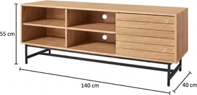 Masuta TV VALMOR 140x40 cm, decor stejar