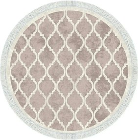 Covor, 100x100 cm, forma rotunda, poliester, crem/maro, ALN400601KR17