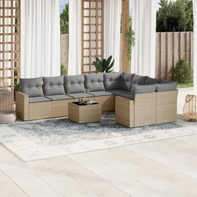 vidaXL Set canapele de grădină cu perne, 10 piese, bej, poliratan