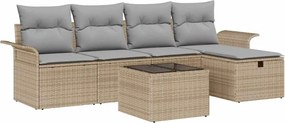 vidaXL Set de canapele pentru grădină cu pernă 6 pcs Bej Rattan poli