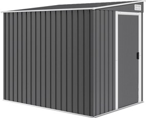 Outsunny Magazie Grădină din Oțel, Ușă Glisantă, 154x206.5x160/181 cm, Gri închis | Aosom Romania