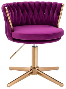 HR450CROSS Scaun Fucsia din Catifea cu Bază Aurie