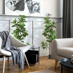 HOMCOM Set de 2 plante artificiale Figuier à feuilles de violon Ficus Lyrata înălțime 180cm cu ghiveci | Aosom Romania