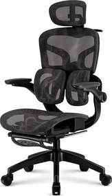 AEROMAX SLIDING Scaun ergonomic, Sezut Translatie, Cotiere Rabatabile, Tetiera 3D, Suport lombar dublu ajustabil, Suport picioare, Umeras, Full Mesh, Negru