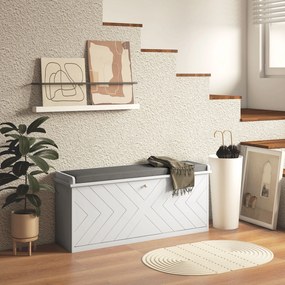 HOMCOM Banc pentru pantofi cu sertar rabatabil, pernă pentru așezare și raft reglabil, 100 x 26 x 44,5 cm, alb | Aosom Romania