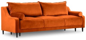 Canapea extensibila 3 locuri Rutile cu tapiterie din catifea, portocaliu
