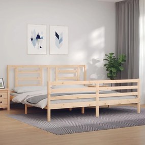 vidaXL Cadru pat cu tăblie 200x200 cm, lemn masiv de pin