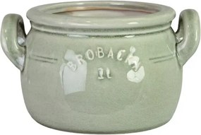 Ghiveci din ceramică glazurată manual 1L verde deschis jos, „Brobacka"