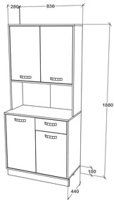 Bufet Oma, Stejar Sonoma Inchis/Alb, L 84 cm