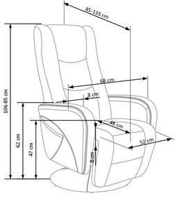 Fotoliu recliner cu functie de masaj Pulsar piele ecologica cappuccino H106 cm