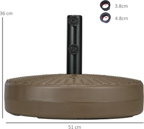 Outsunny Bază pentru Umbrelă cu Butoane Rotative Încorporate și Duză Laterală, Ø51x36 cm, Maro | Aosom Romania