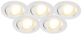 Set de 5 spoturi încastrate albe cu LED-uri reglabile în 3 trepte - Mio