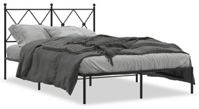 376499 vidaXL Cadru de pat metalic cu tăblie, negru, 120x190 cm