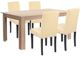 Set de masă Leon 4+1 stejar Sonoma-bej