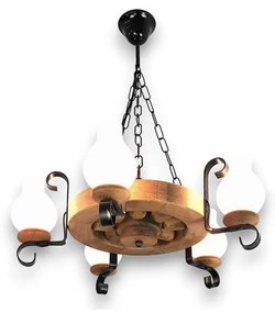 Lustră pe lanț Brilagi ROATA 5xE14/40W/230V fag