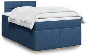 vidaXL Pat box spring cu saltea, albastru, 120x200 cm, textil