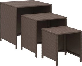 vidaXL Mese suprapuse, 3 buc, maro, poliratan