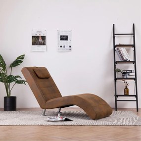 281282 vidaXL Șezlong cu pernă, maro, piele întoarsă artificială