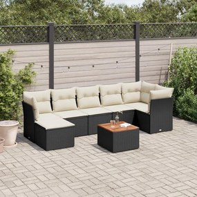 3223753 vidaXL Set mobilier de grădină cu perne, 8 piese, negru, poliratan